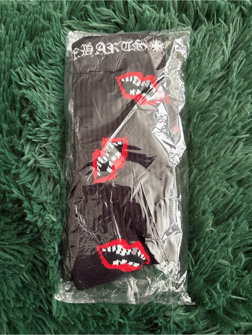 Black And Red Chrome Heart Socks
